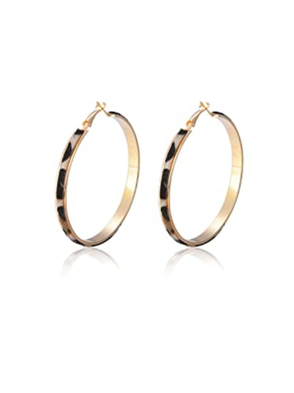 New - Exaggerate Leopard‎ Leather Round Hoop Earrings Dangle Cheetah Print